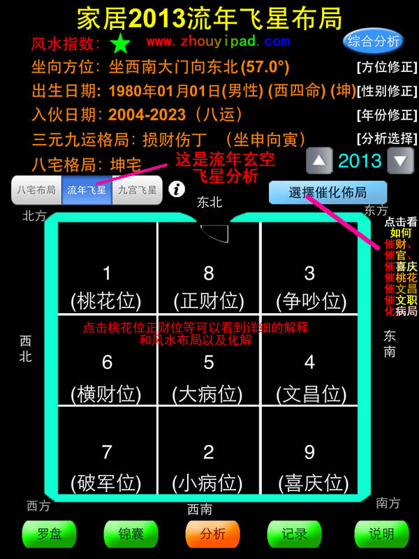 智能风水罗盘流年飞星分析阳宅